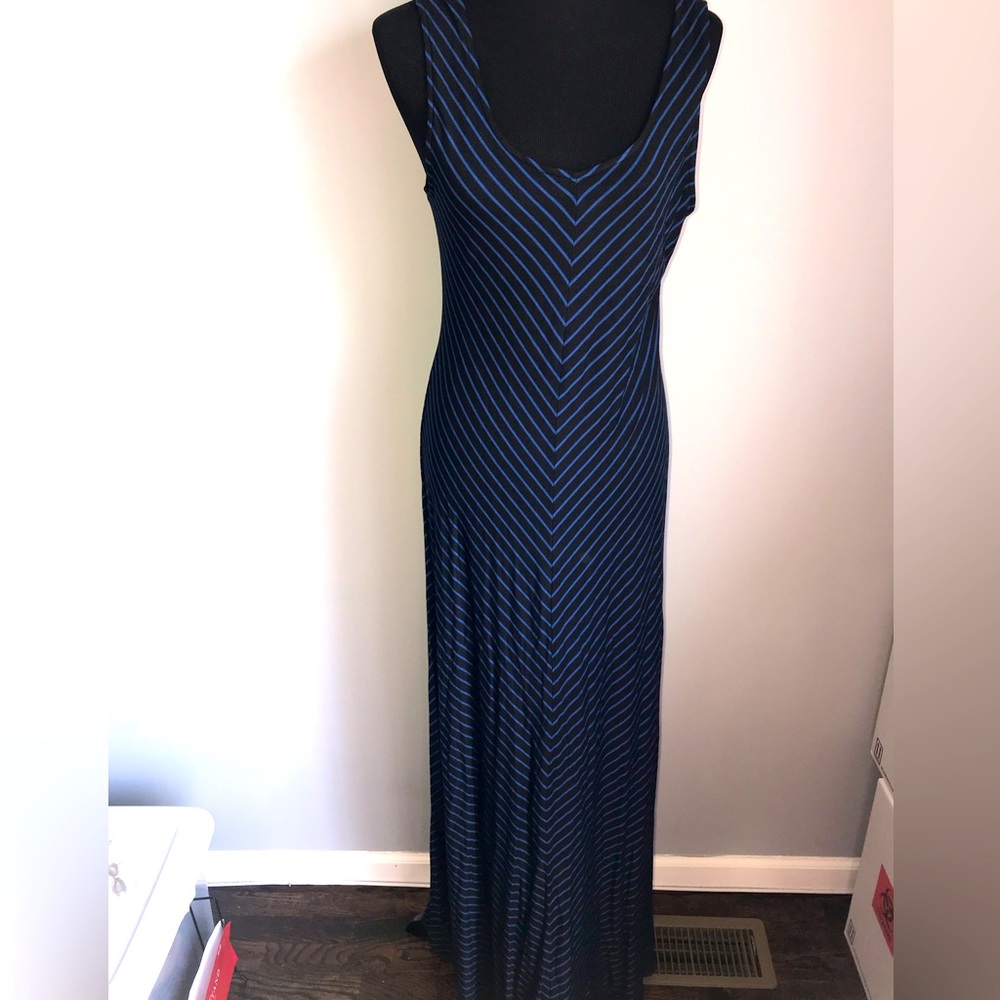 New Long Black & Blue Maxi Dress - Size XL